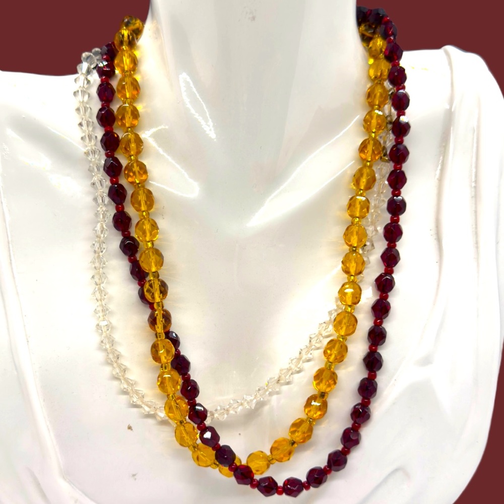 Vintage Three Crystal Necklace Jewelry Lot